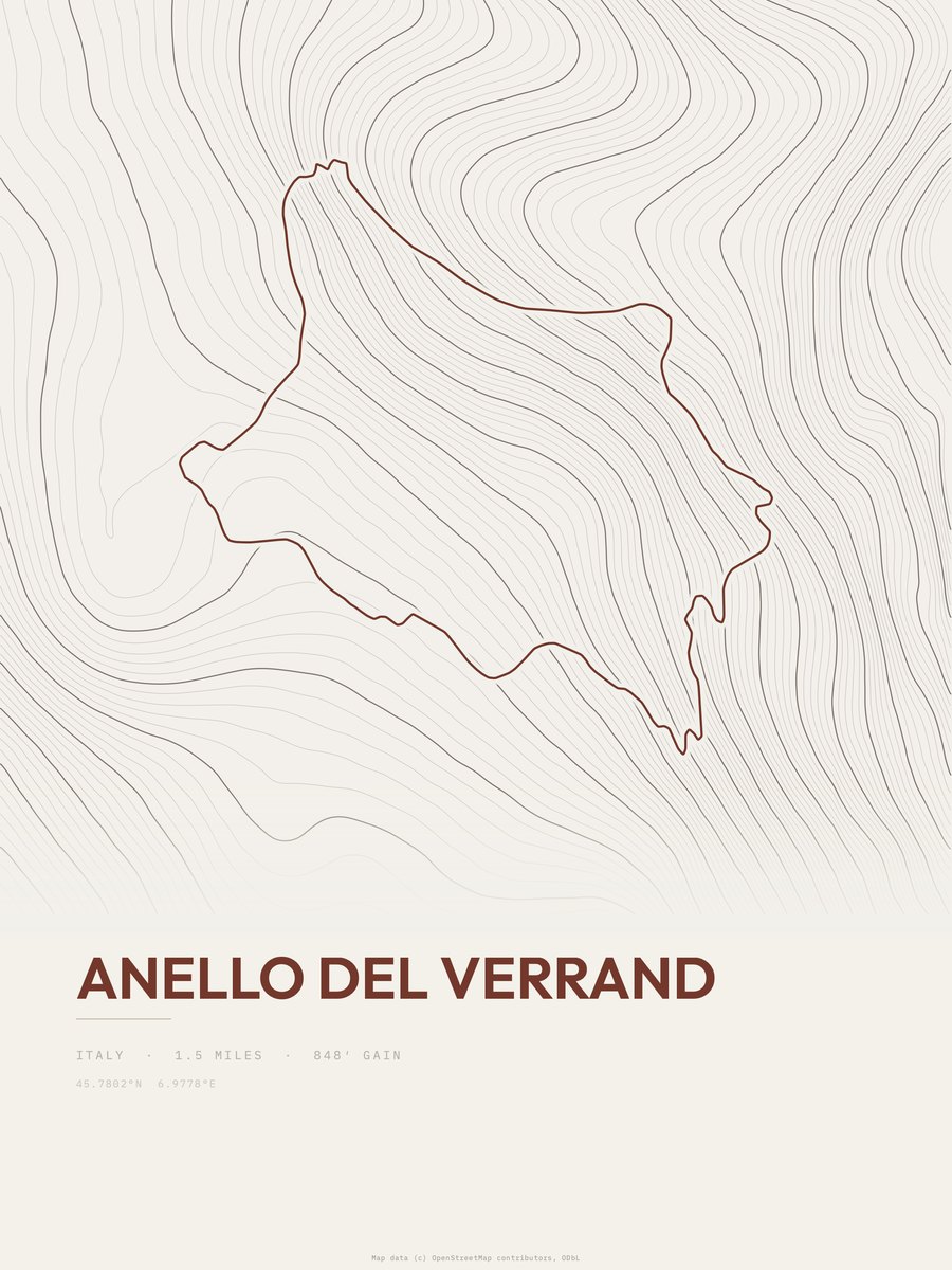 Anello del Verrand Topographic print