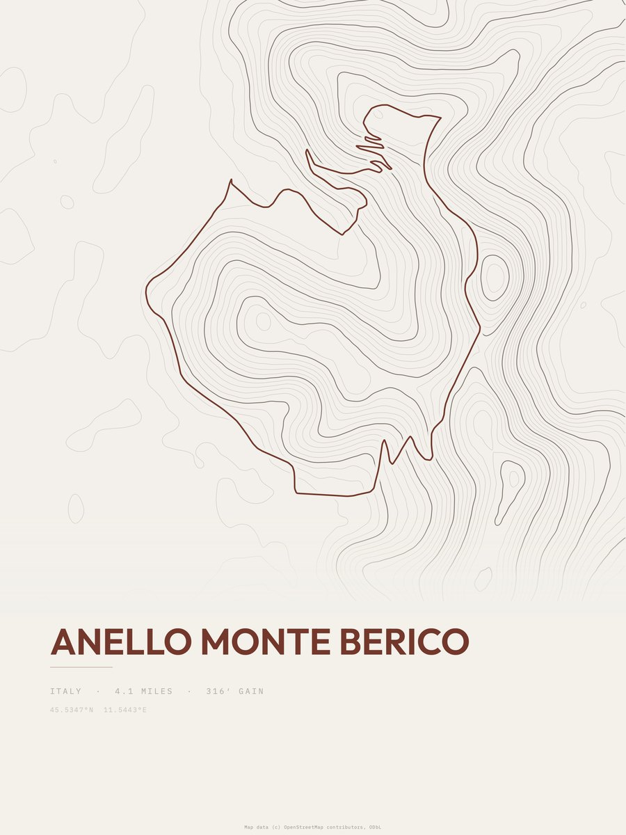 Anello Monte Berico topographic trail print