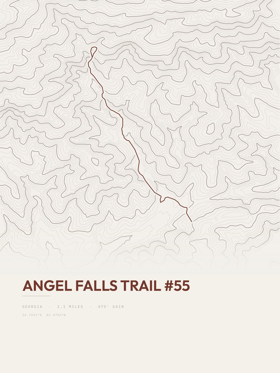 Angel Falls Trail topographic trail print