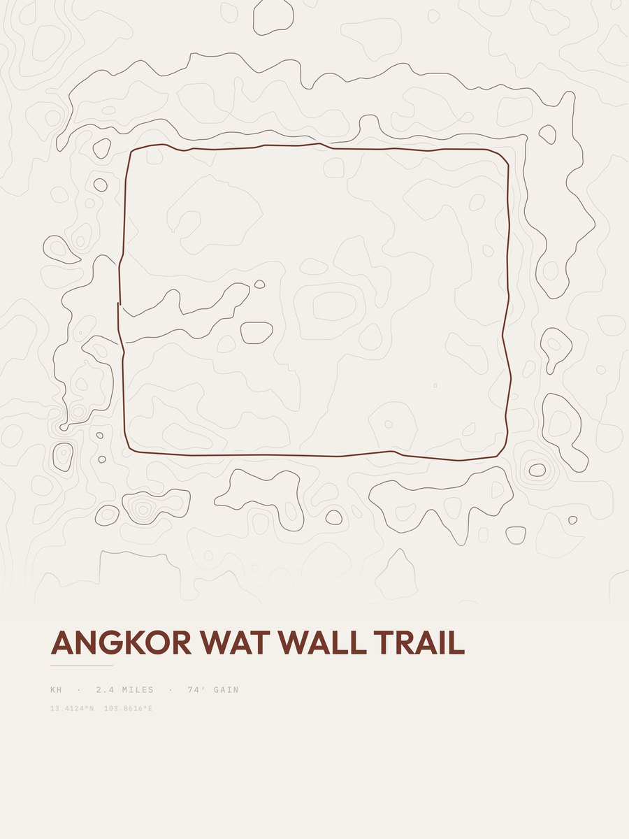 Angkor Wat Wall Trail Topographic print