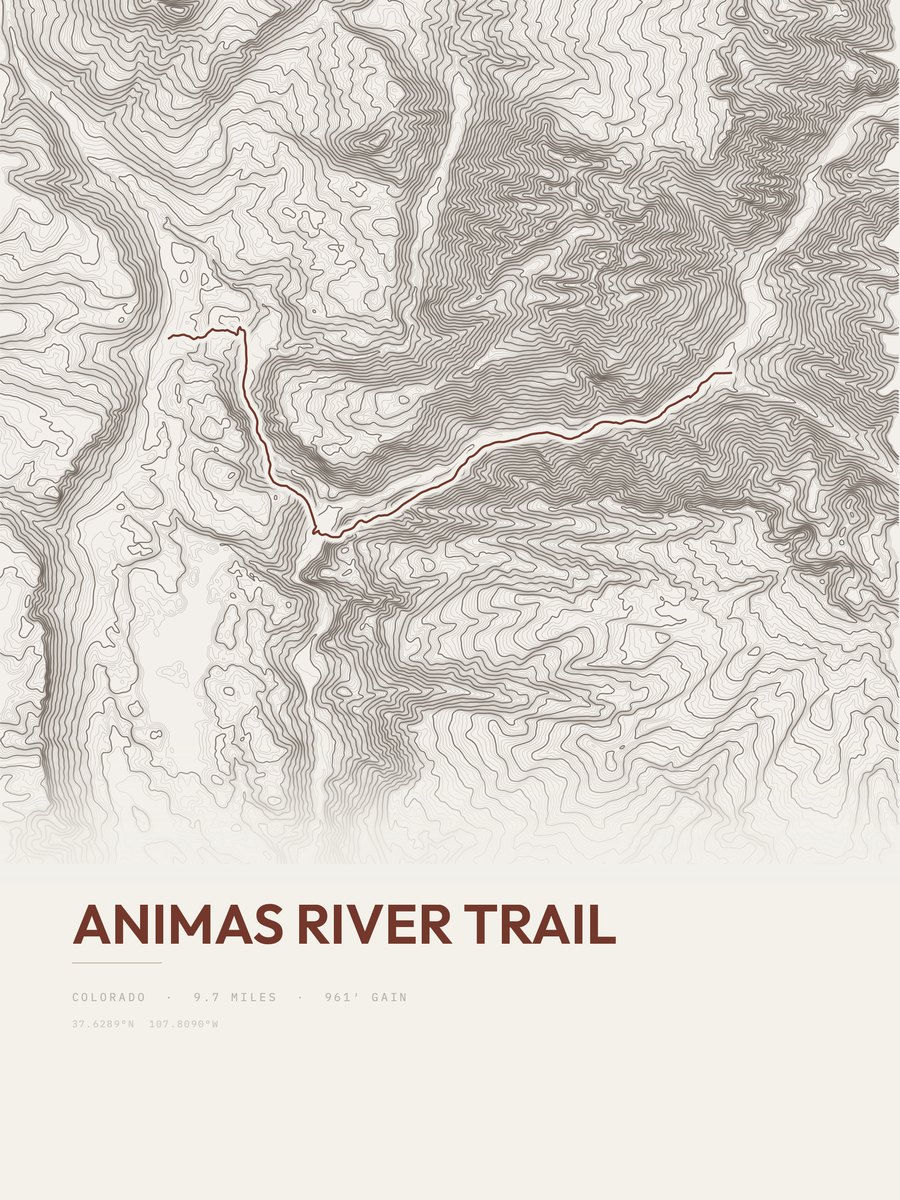 Animas River Trail Topographic print