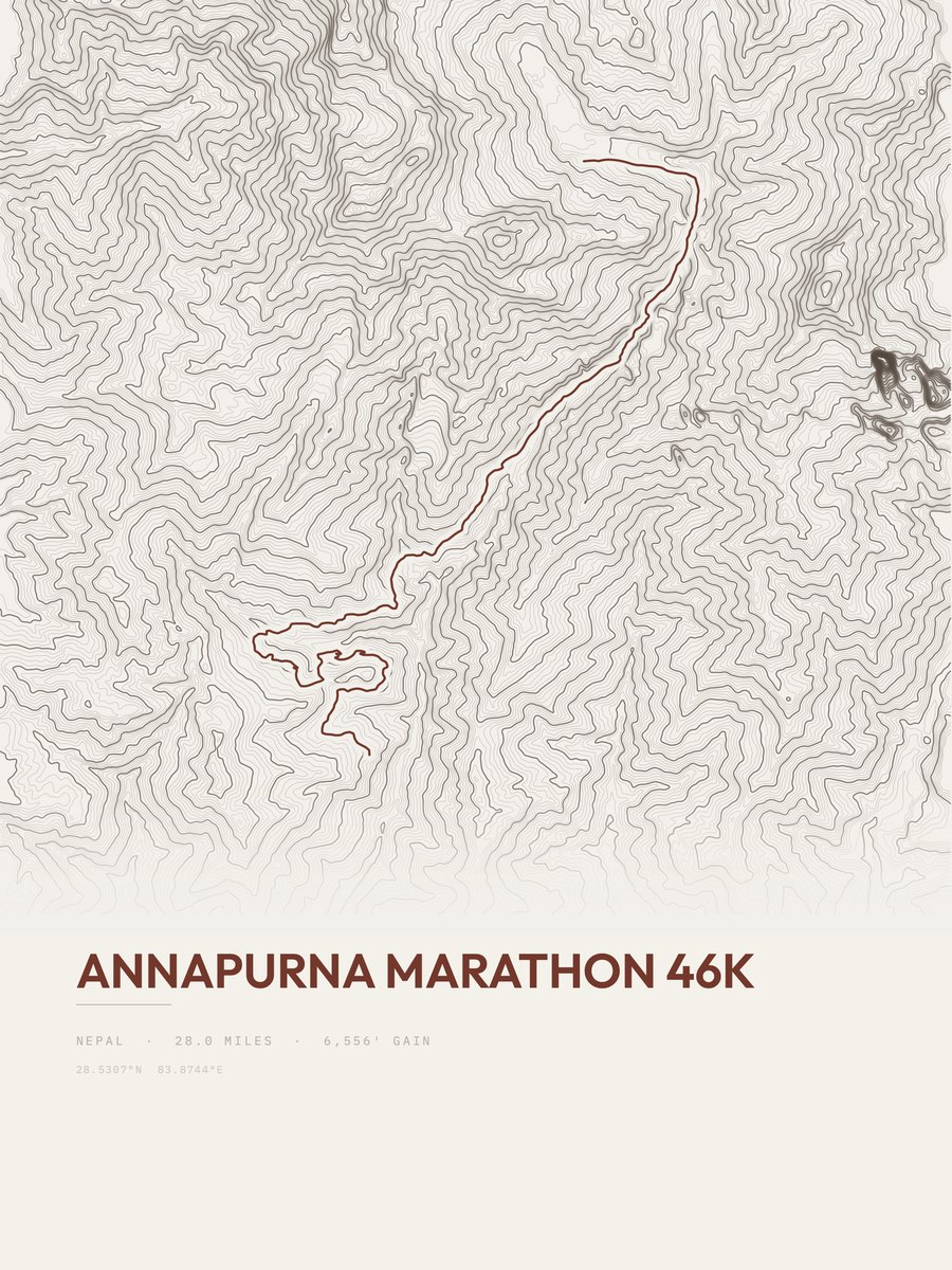 Annapurna Marathon 46K topographic trail print