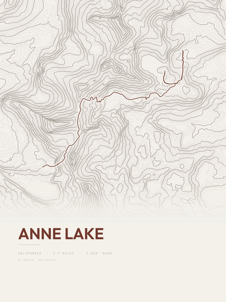 Anne Lake Topographic print