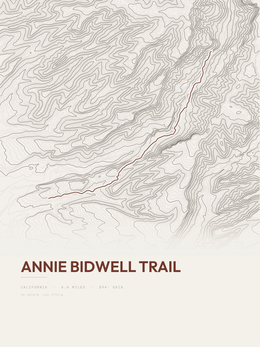 Annie Bidwell Trail Topographic print