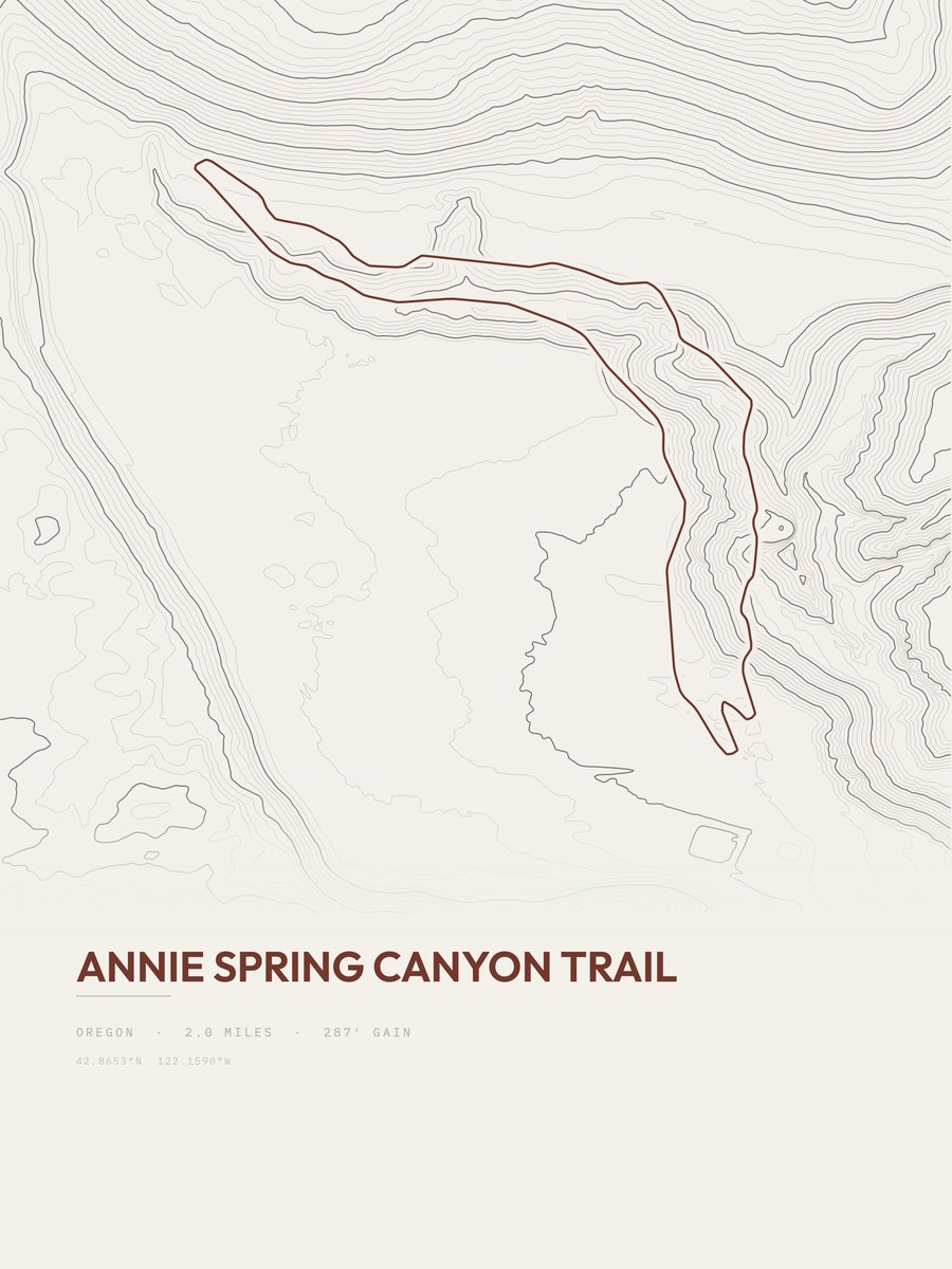Annie Spring Canyon Trail topographic trail print