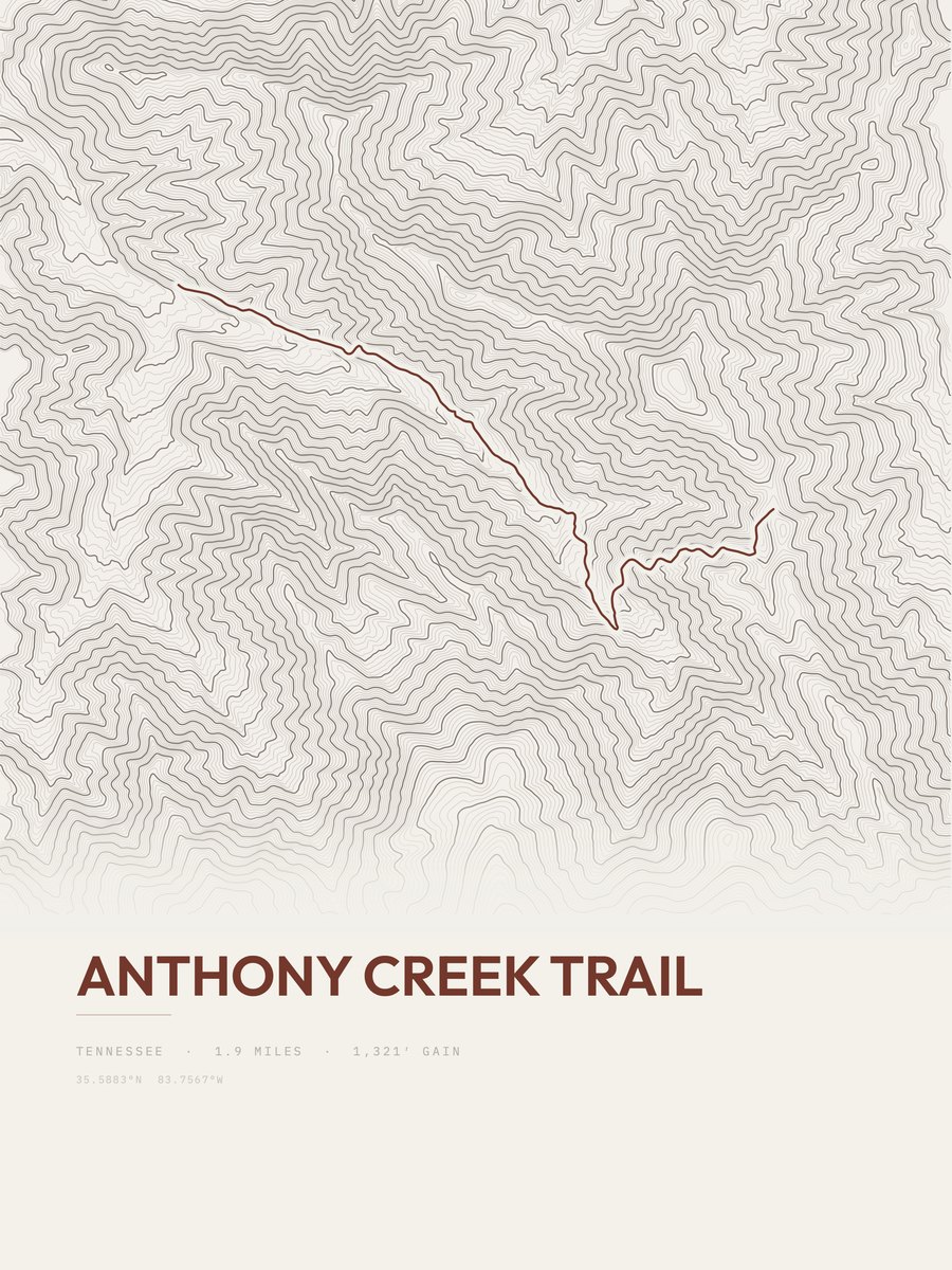 Anthony Creek Trail Topographic print
