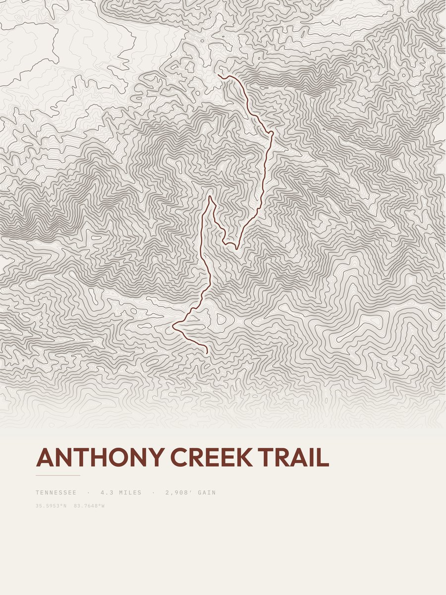 Anthony Creek Trail Topographic print