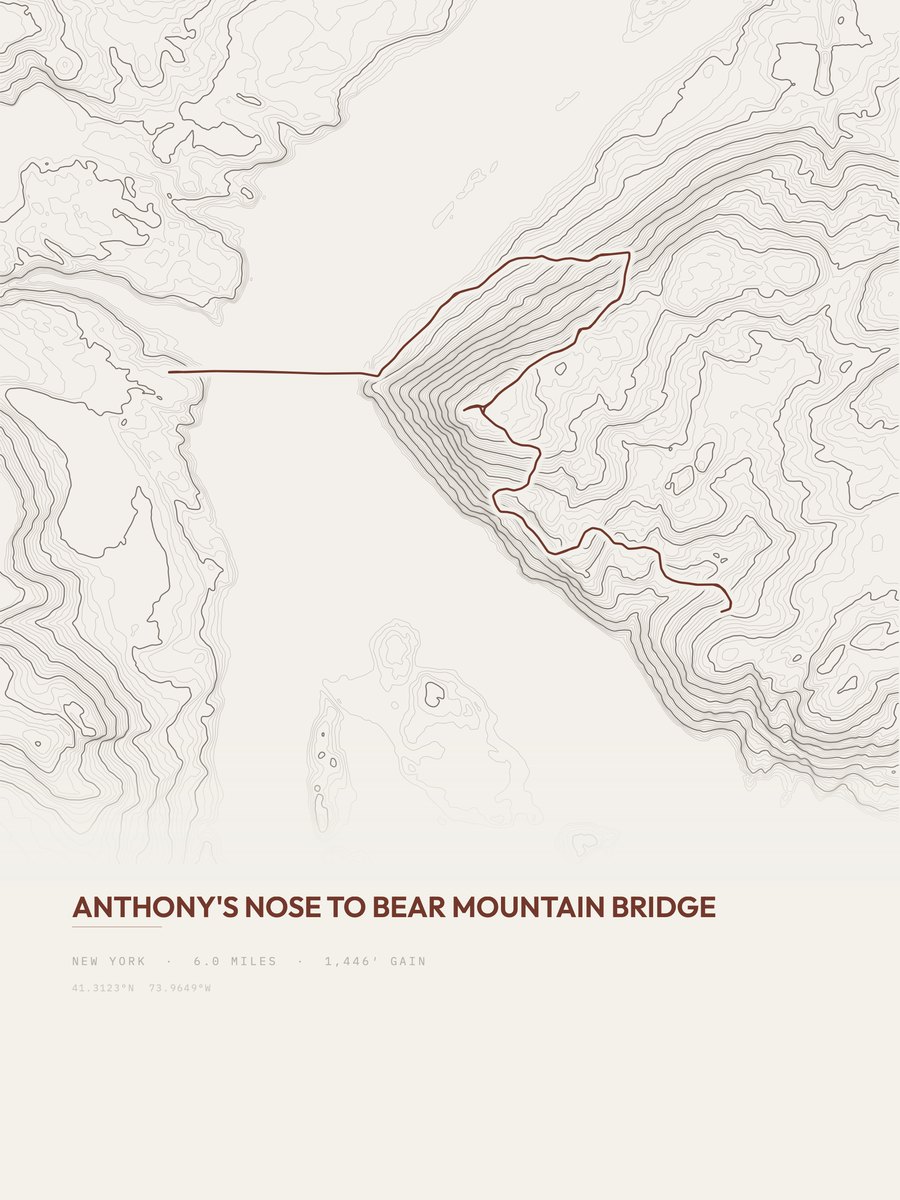 Anthony's Nose topographic trail print