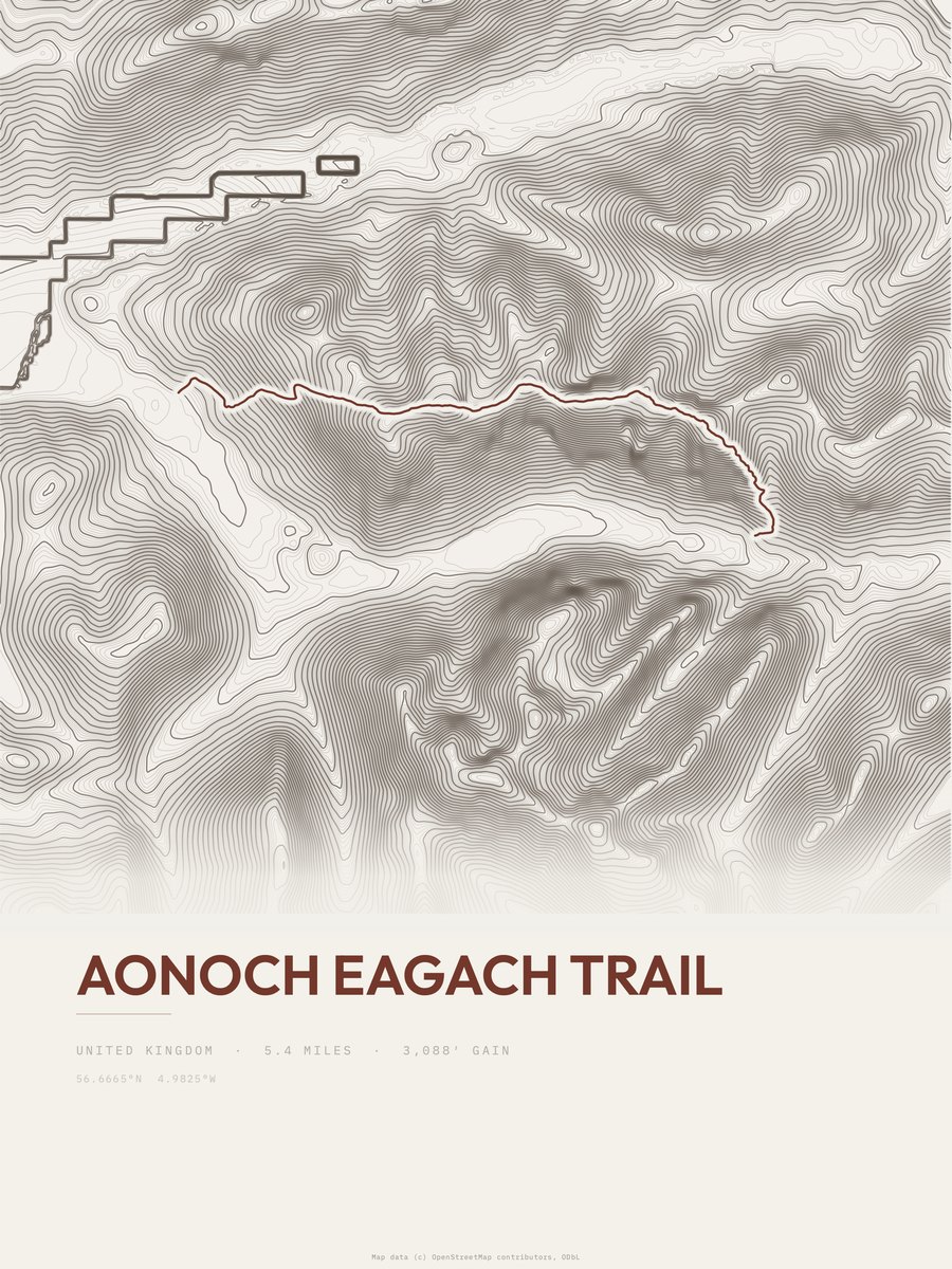 Aonoch Eagach Trail Topographic print