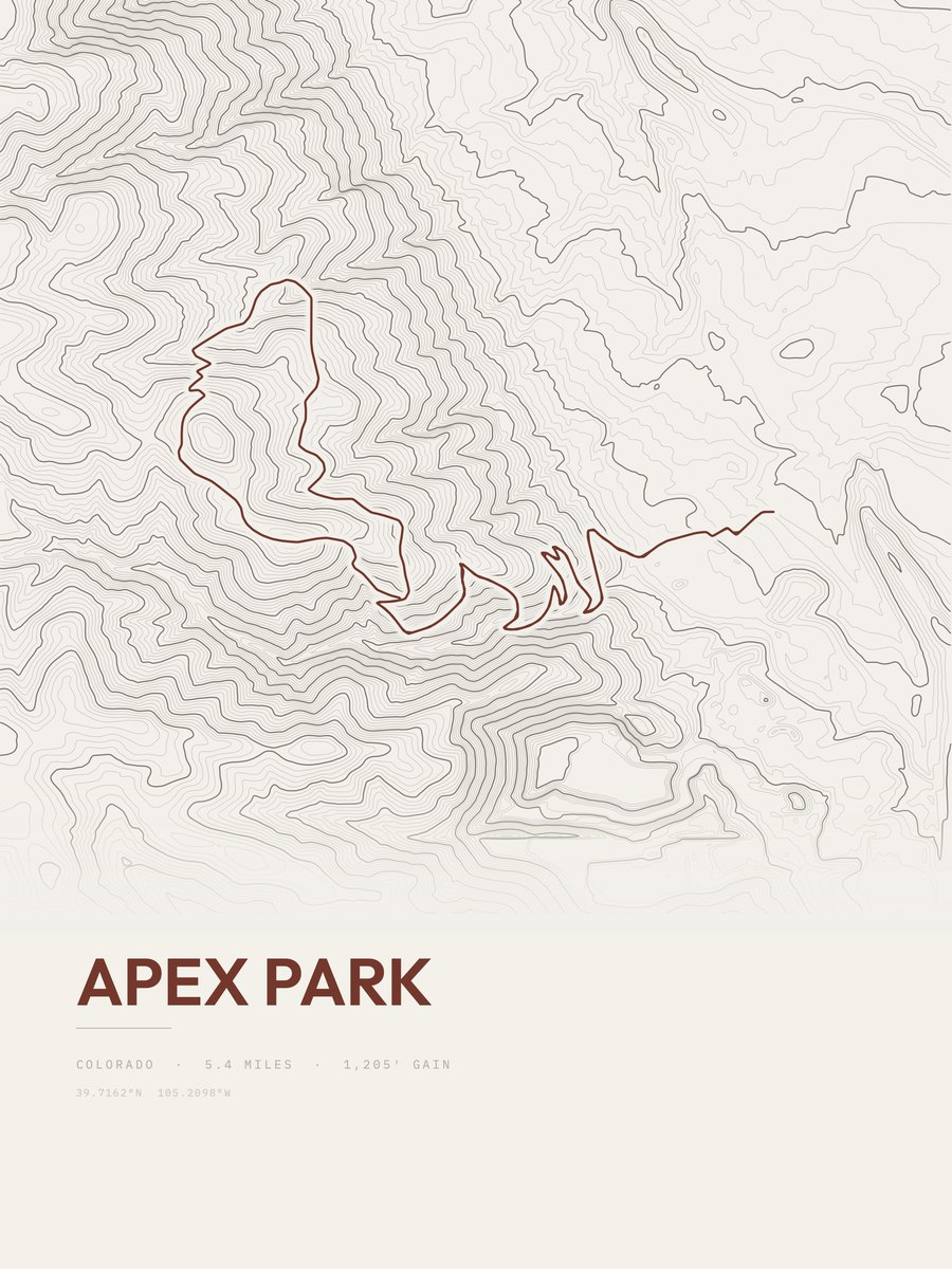 Apex Park topographic trail print