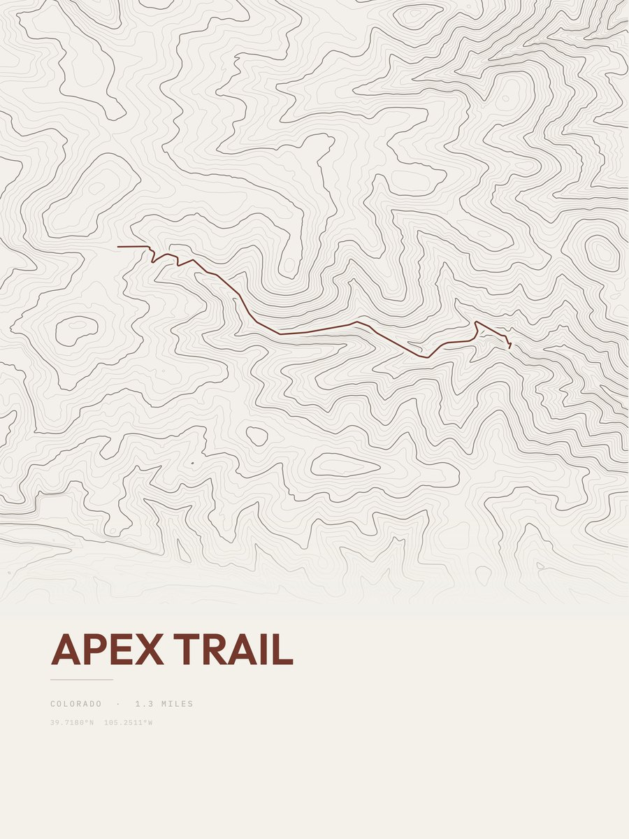 Apex Trail topographic trail print