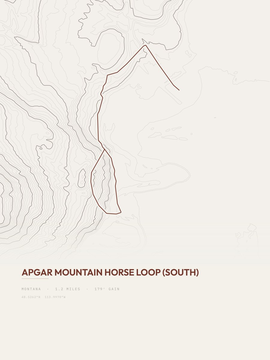 Apgar Mountain Horse Loop topographic trail print