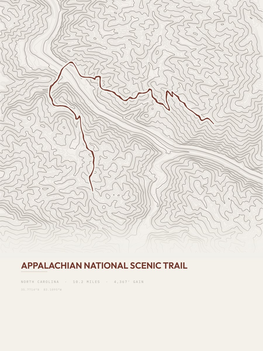 Appalachian Trail topographic trail print