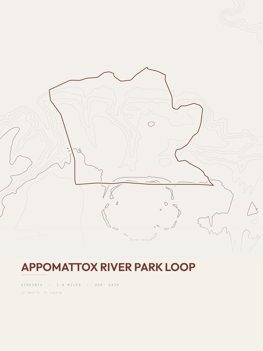 Appomattox River Park Loop topographic trail print