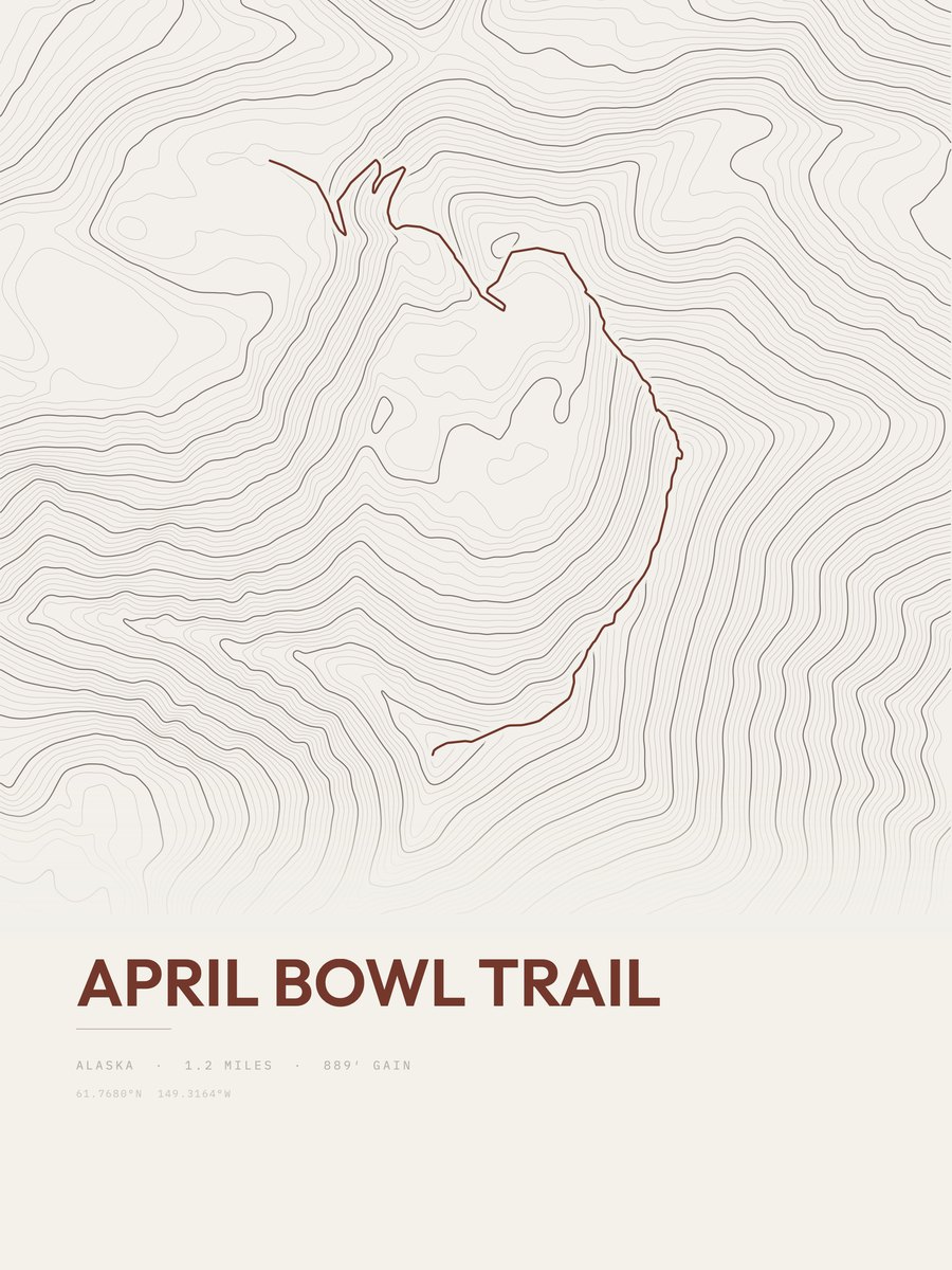 April Bowl Trail Topographic print