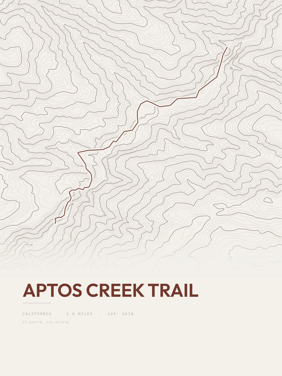 Aptos Creek Trail topographic trail print