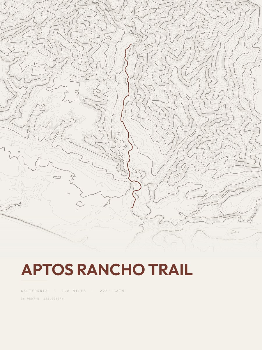 Aptos Rancho Trail Topographic print