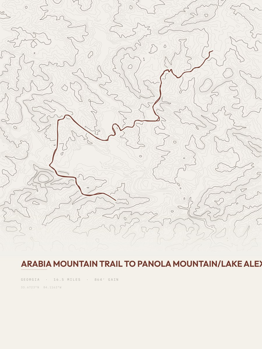Arabia Mountain Trail topographic trail print
