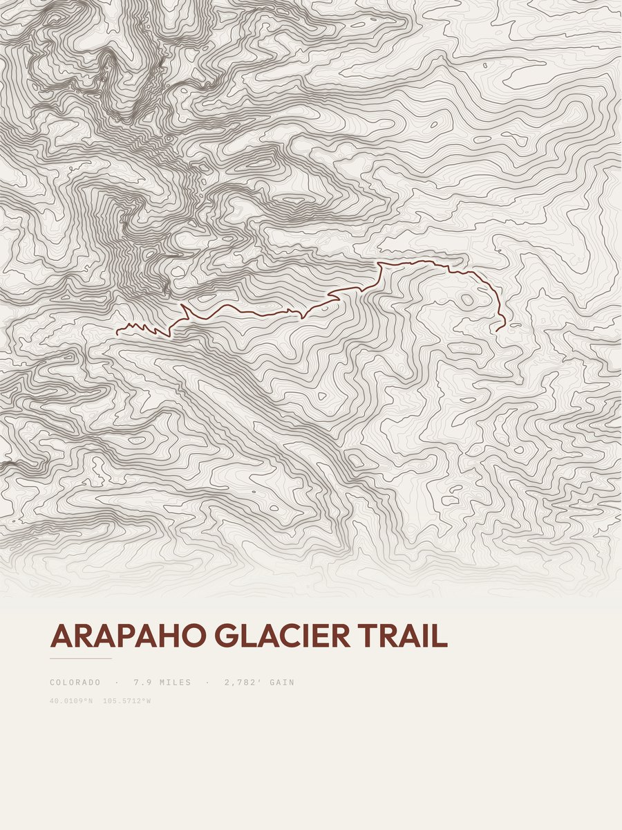 Arapaho Glacier Trail topographic trail print