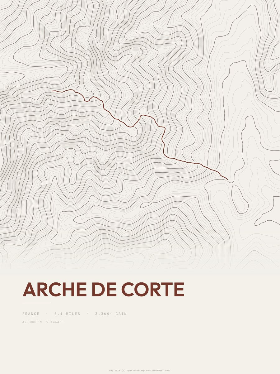 Arche de Corte topographic trail print
