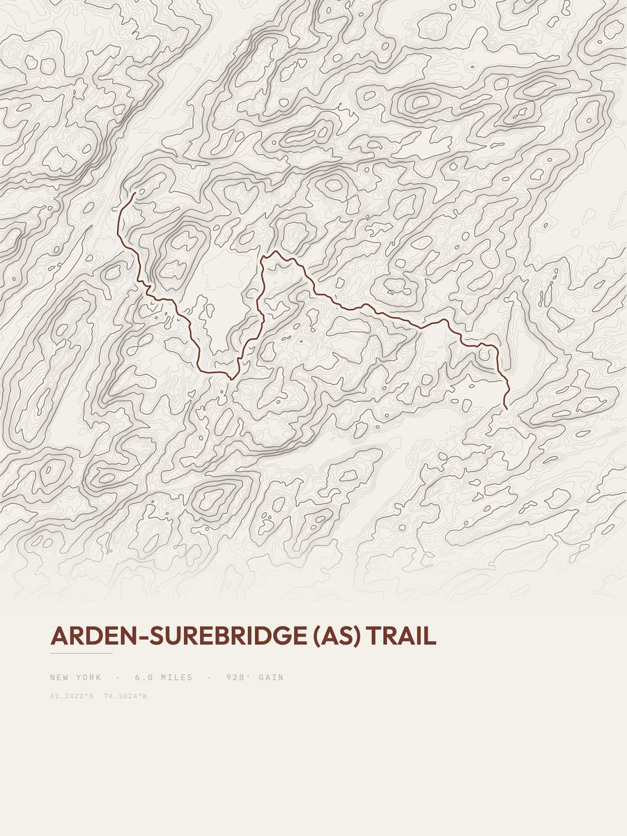 Arden-Surebridge Trail topographic trail print
