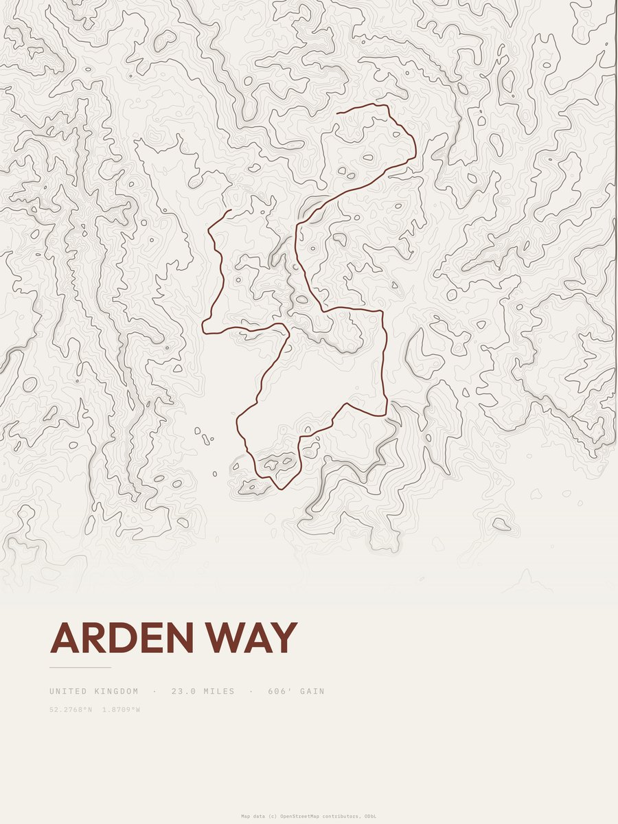 Arden Way Topographic print