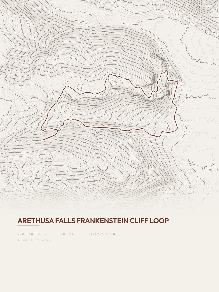 Arethusa Falls topographic trail print