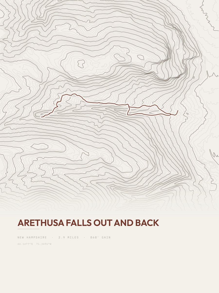 Arethusa Falls topographic trail print