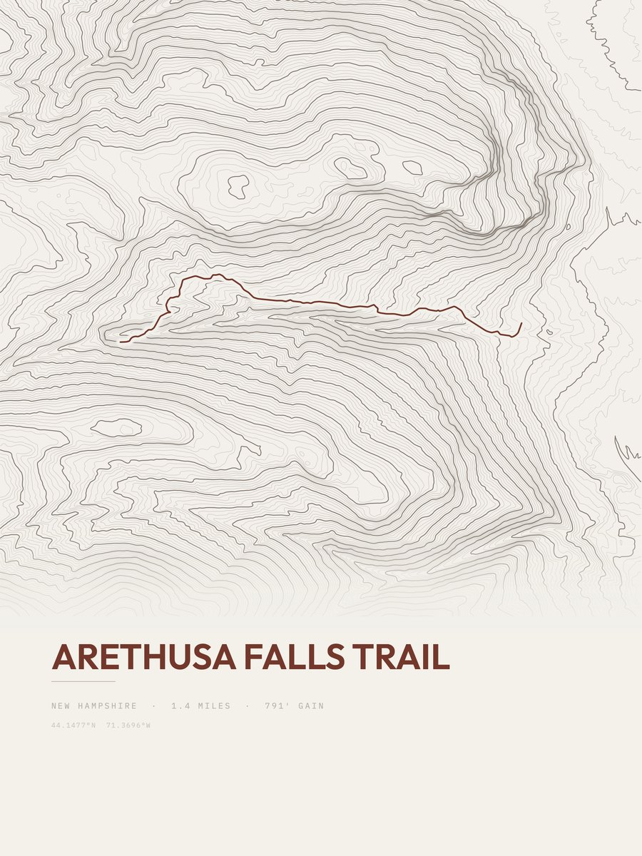 Arethusa Falls Trail topographic trail print