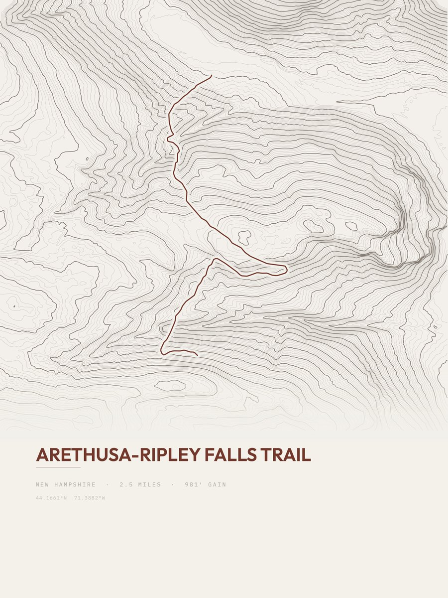 Arethusa-Ripley Falls Trail topographic trail print
