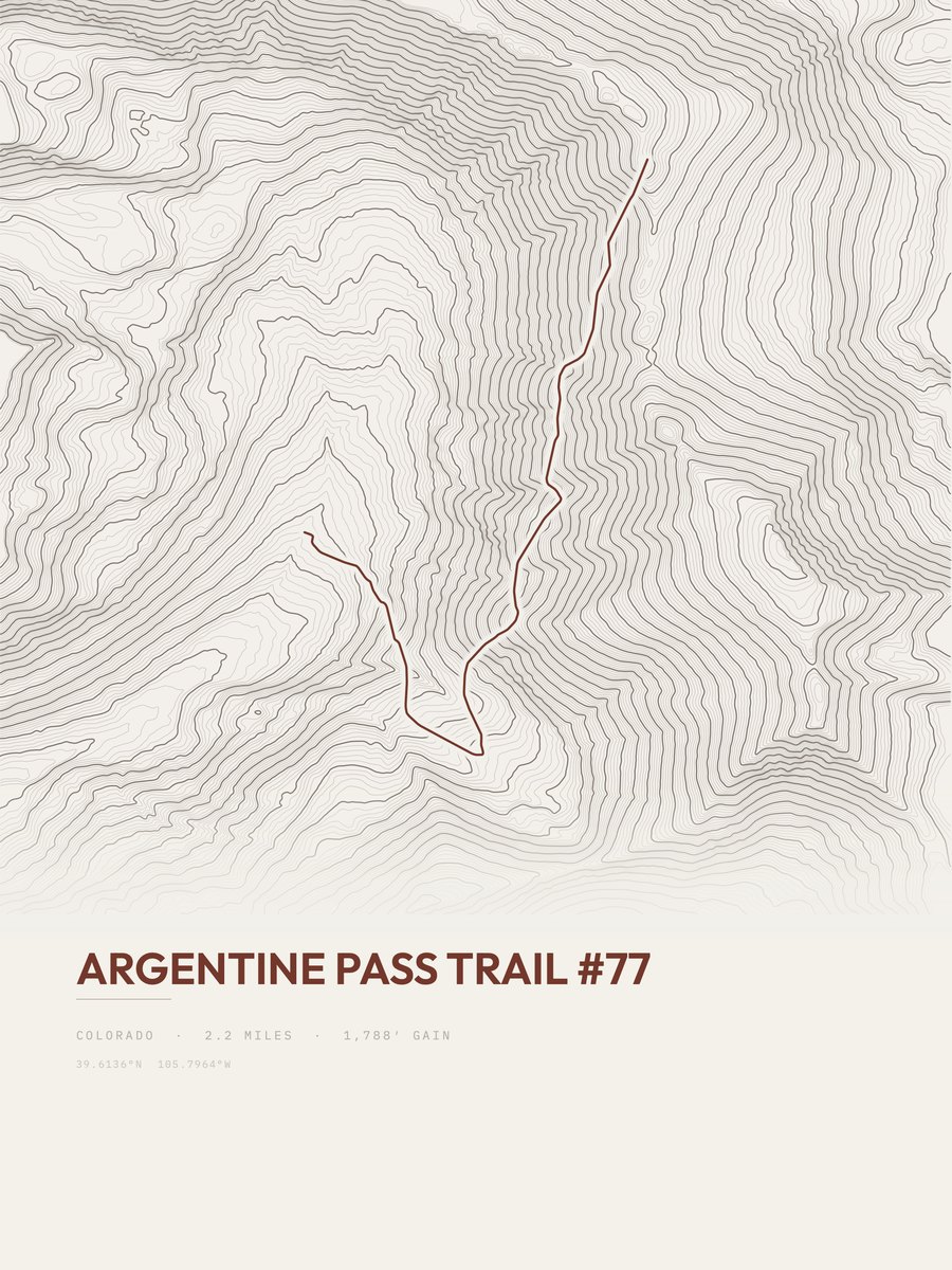 Argentine Pass Trail topographic trail print