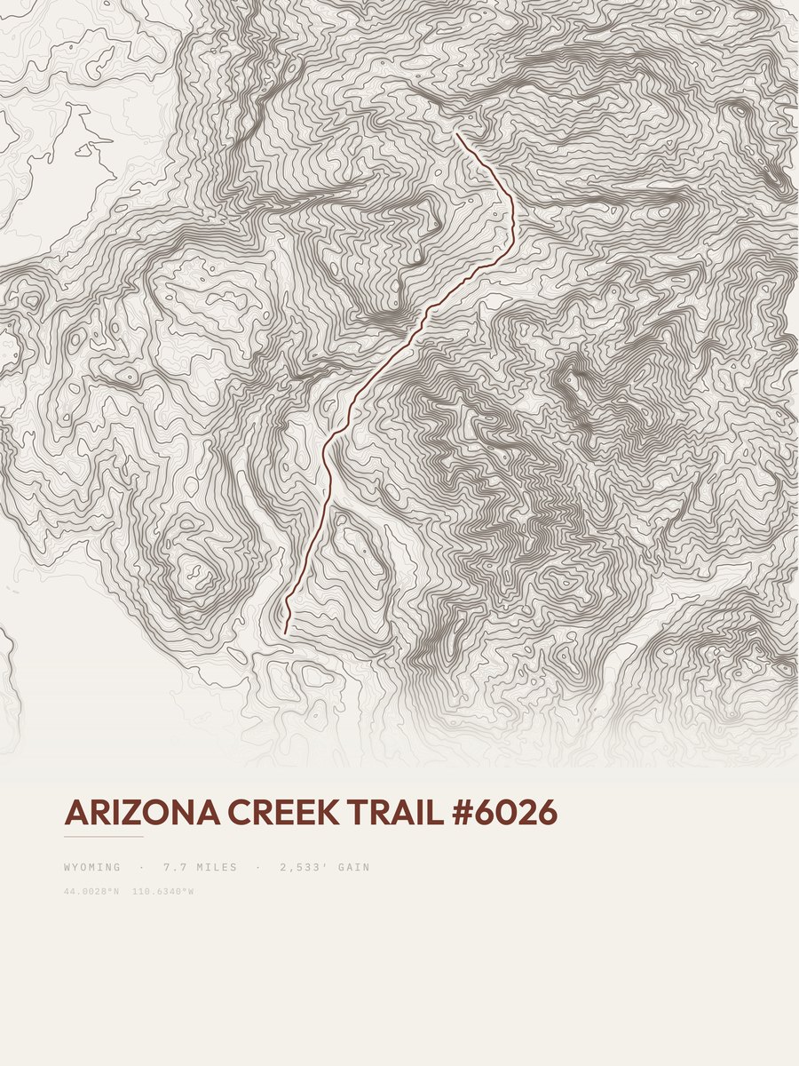Arizona Creek Trail topographic trail print