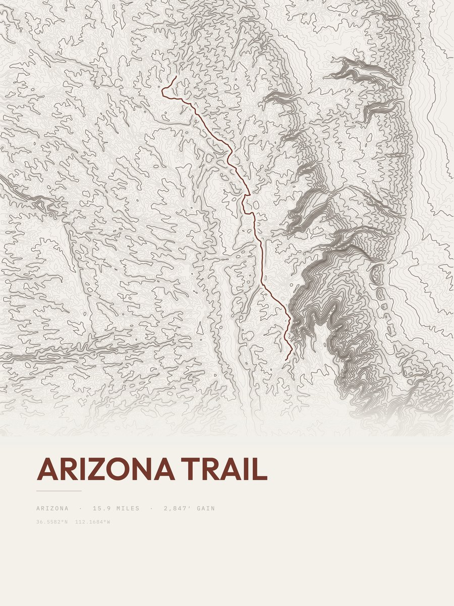 Arizona Trail topographic trail print