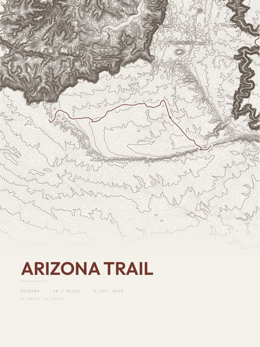 Arizona Trail topographic trail print