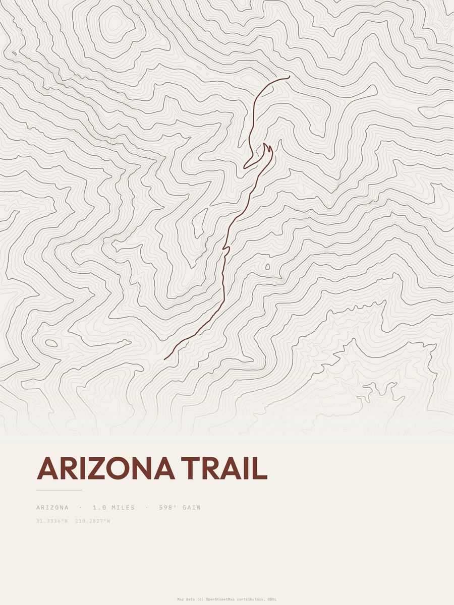 Arizona Trail Topographic print