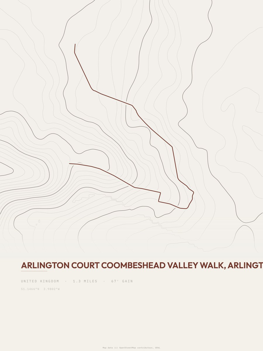 Coombeshead valley walk topographic trail print