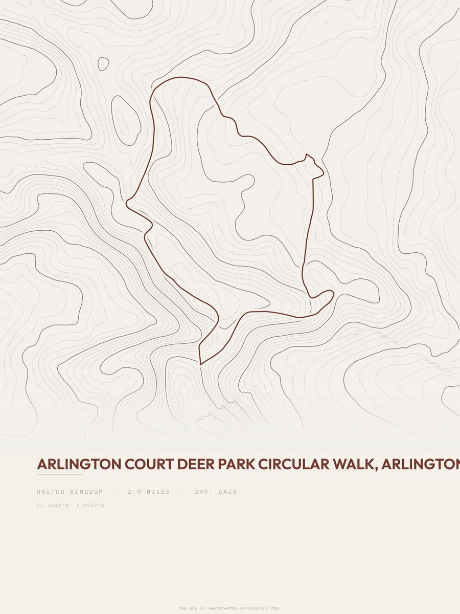 Deer Park Circular Walk topographic trail print