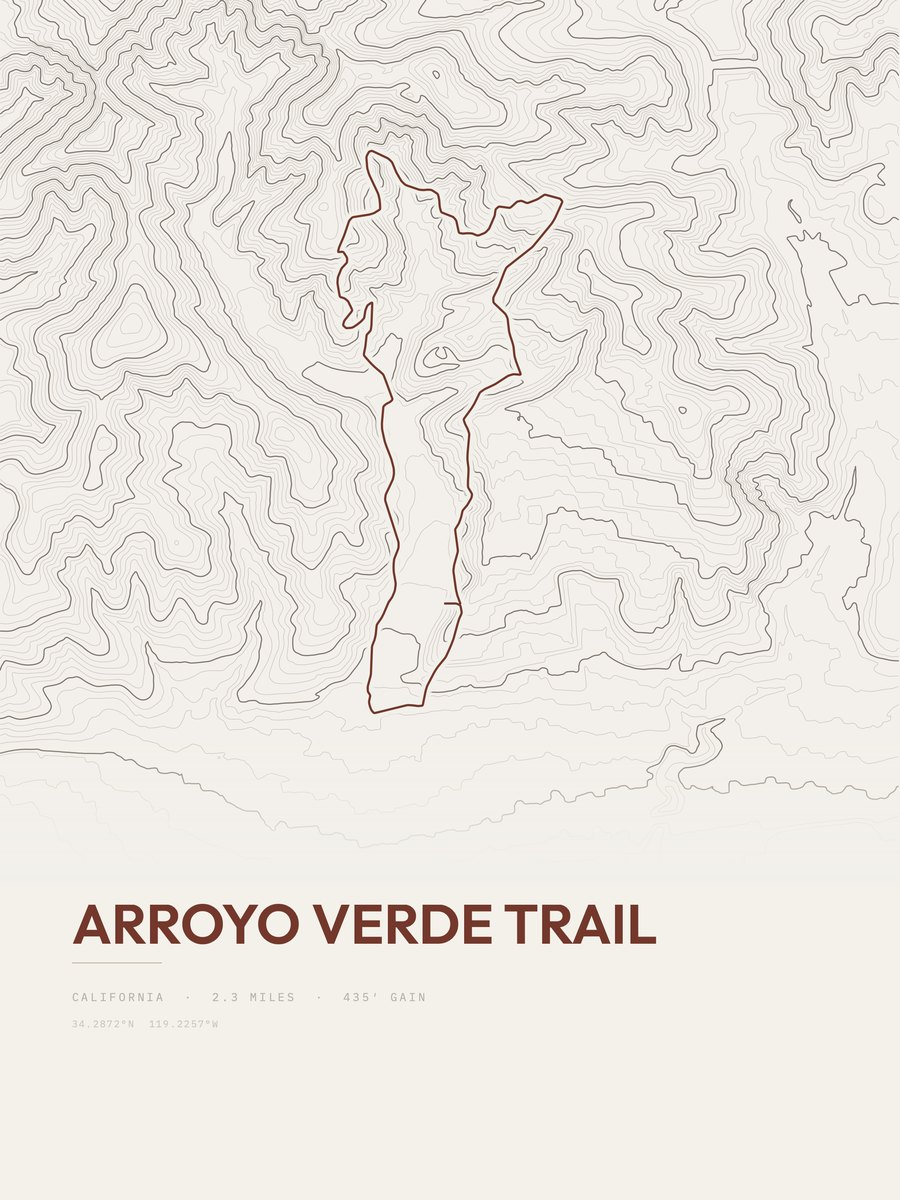 Arroyo Verde Trail Topographic print