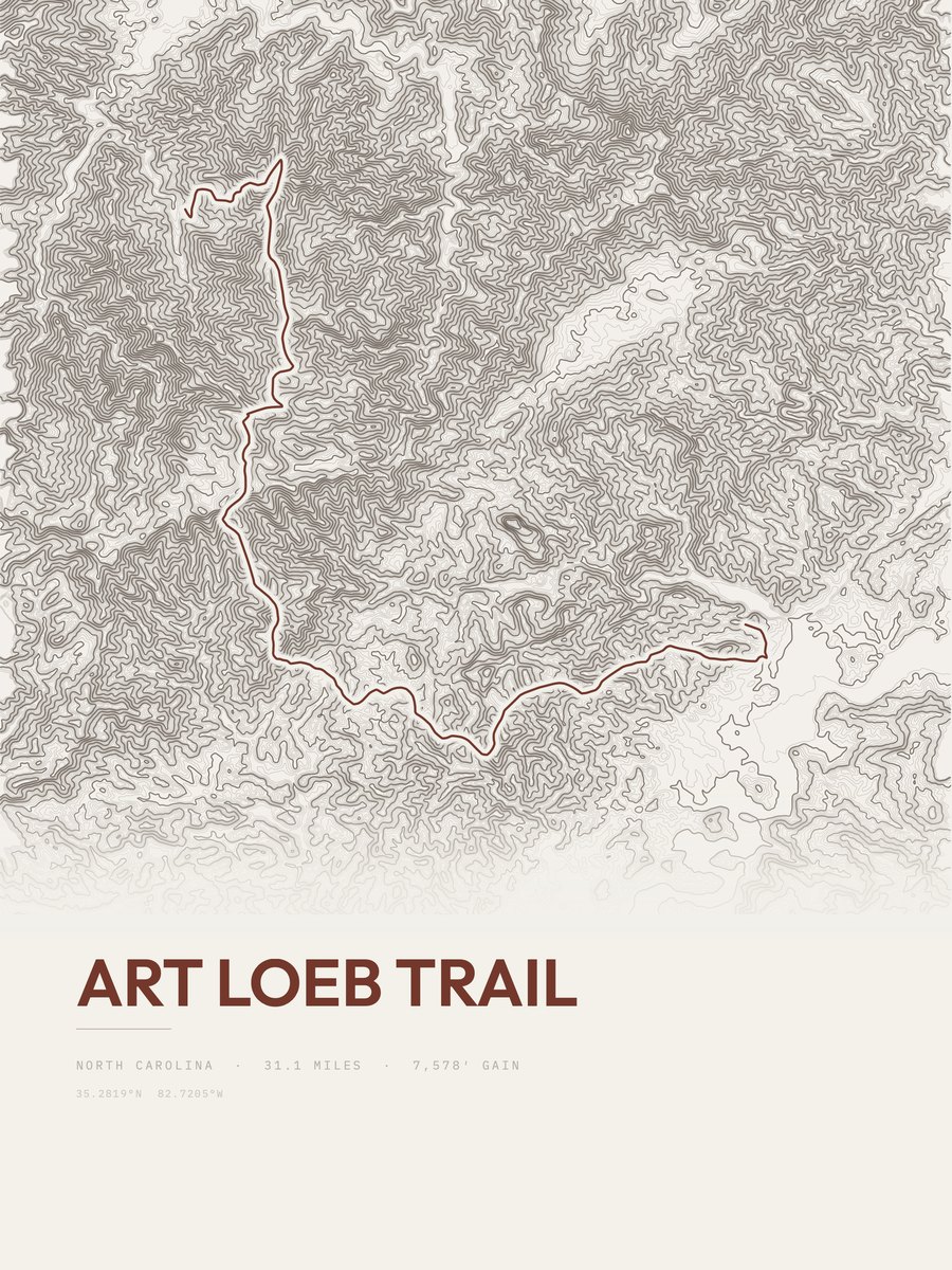Art Loeb Trail Topographic print