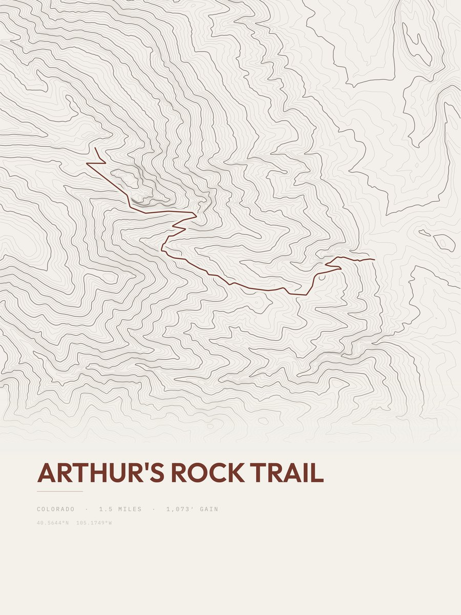Arthur's Rock Trail topographic trail print