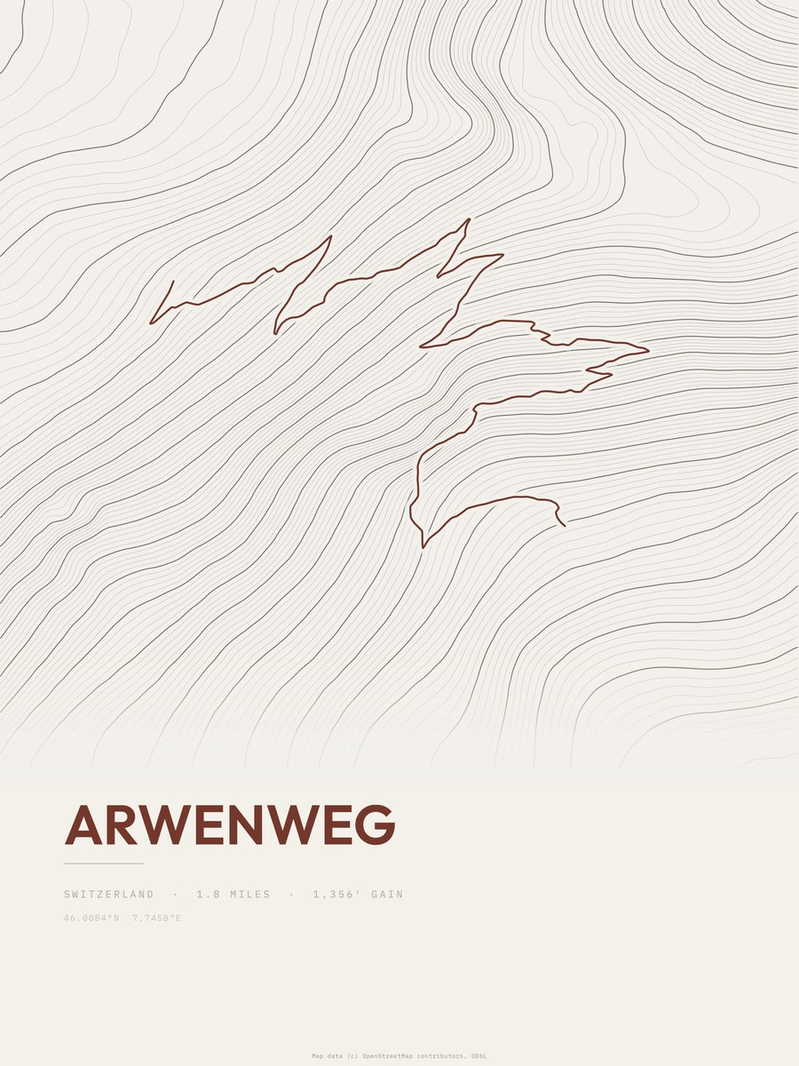 Arwenweg Topographic print