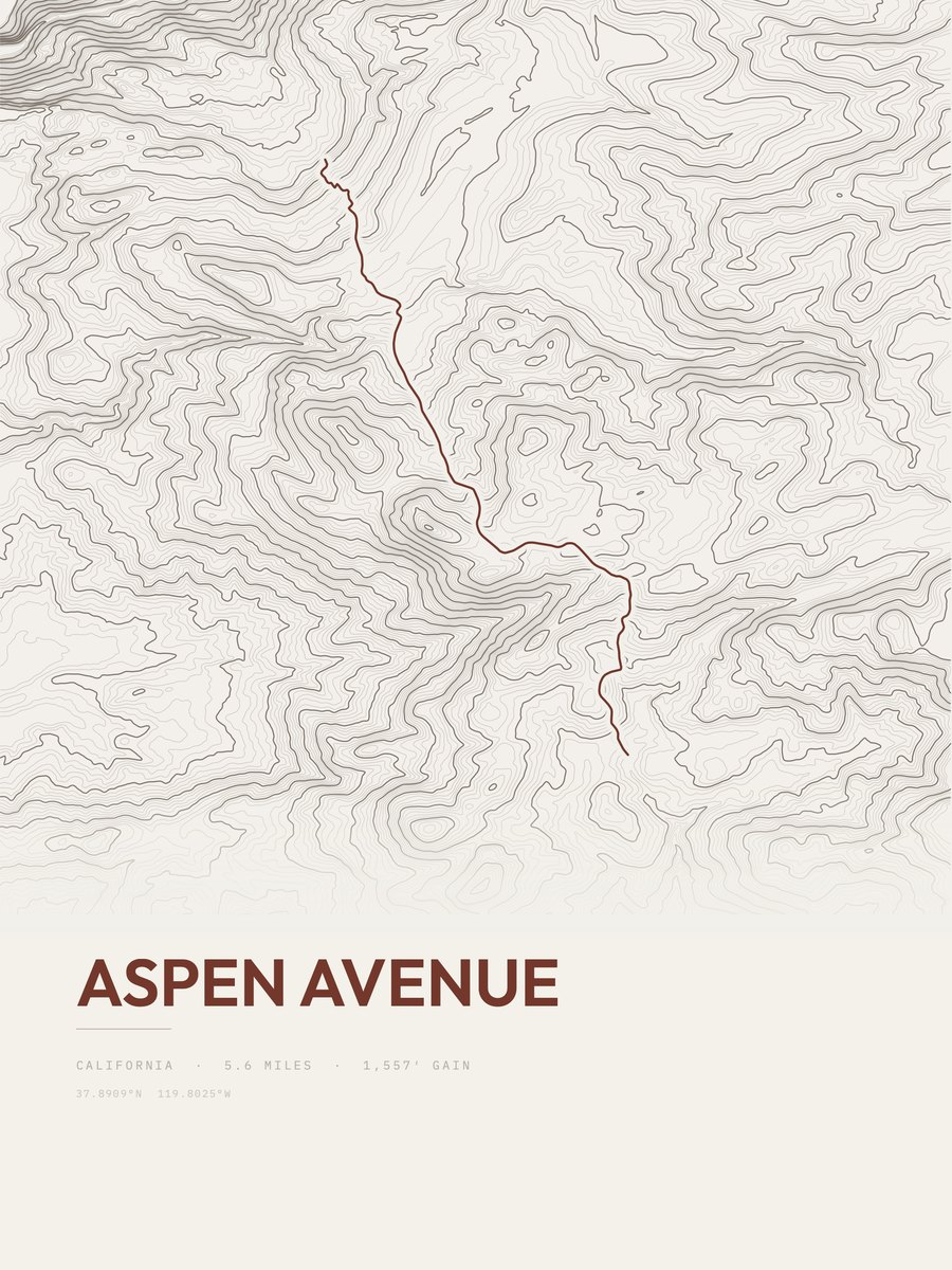 Aspen Avenue Topographic print