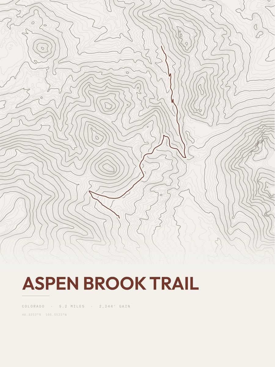 Aspen Brook Trail Topographic print