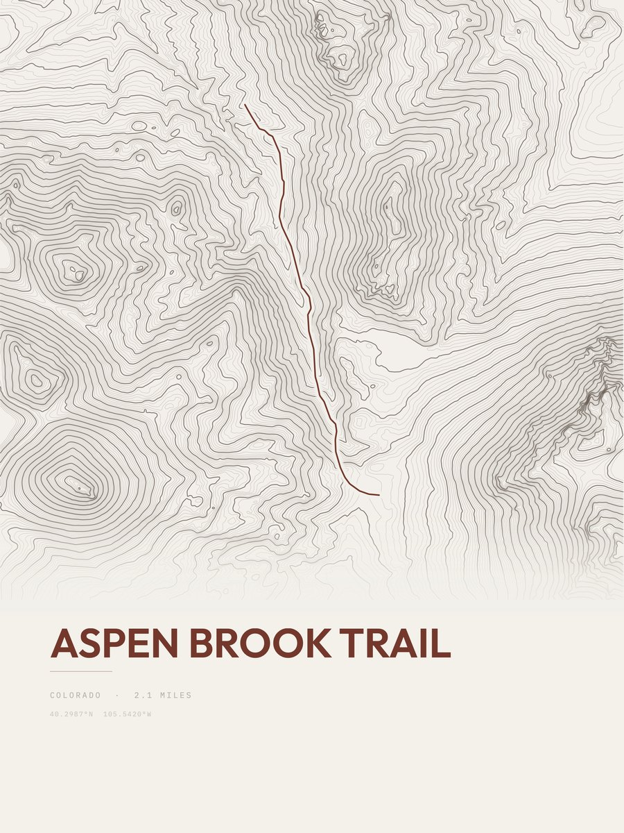 Aspen Brook Trail Topographic print