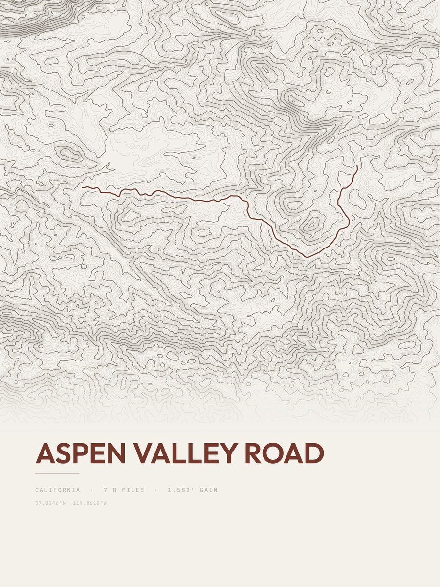 Aspen Valley Road Topographic print