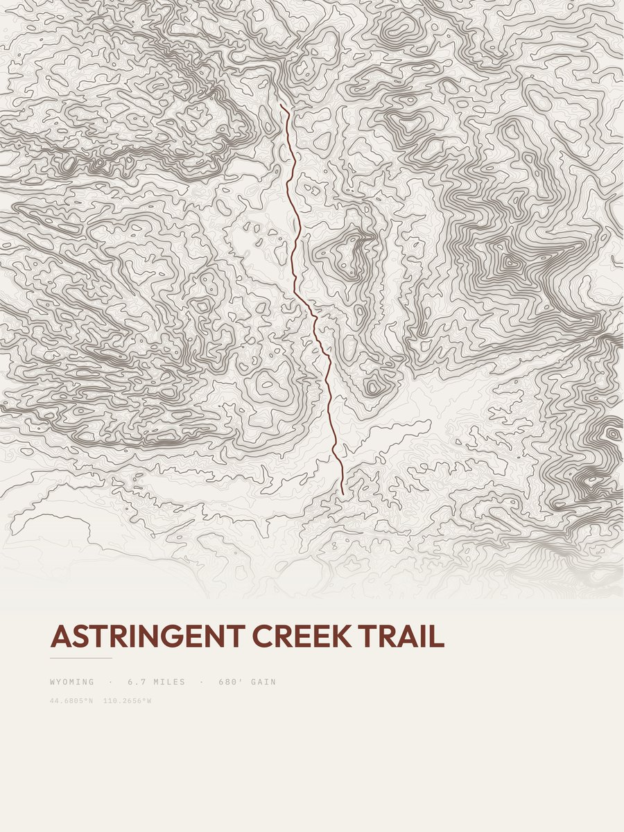 Astringent Creek Trail topographic trail print