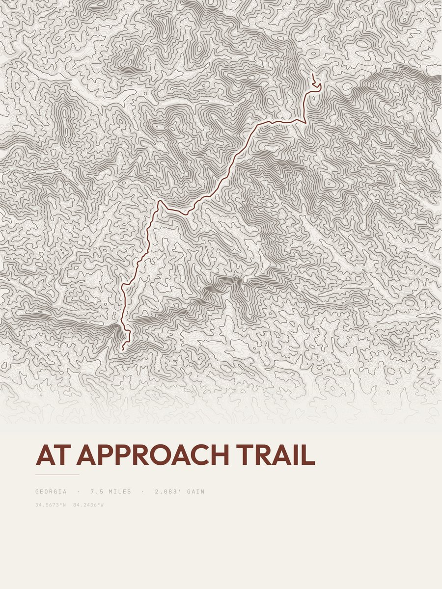 AT Approach Trail topographic trail print