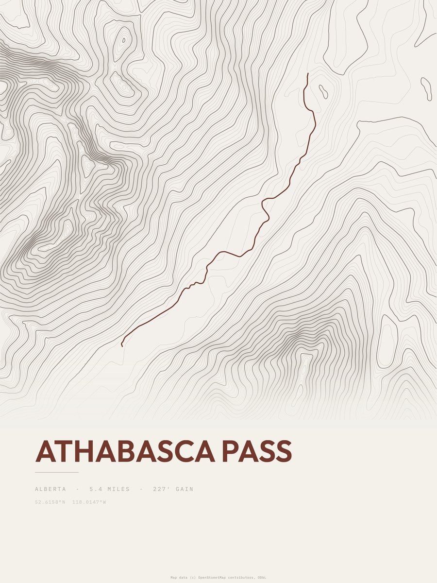 Athabasca Pass Topographic print