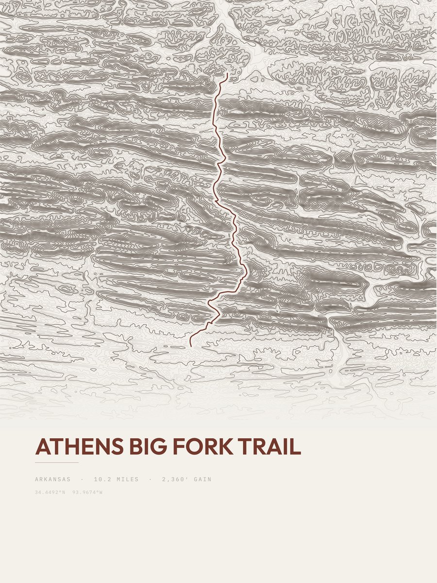 Athens Big Fork Trail Topographic print