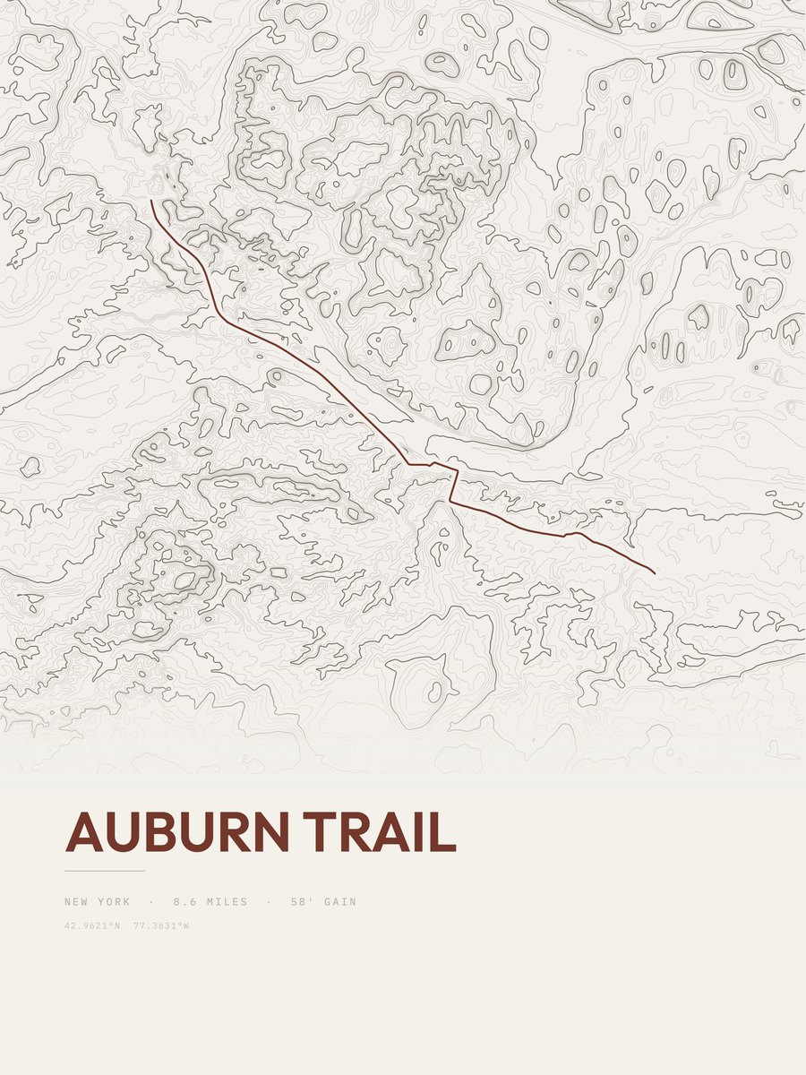 Auburn Trail topographic trail print